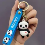 Adorable Cartoon Panda Keychain - blue